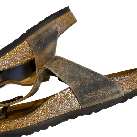 Birkenstock GIZEH NATURAL LEATHER OILED slides sandals 36 5 - Picture 6 of 10